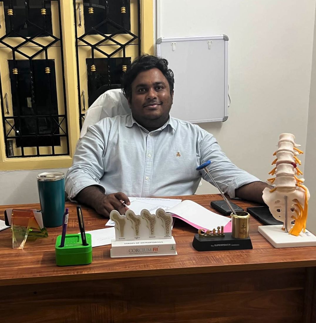 Dr. Pragadeeshwaran G, orthopaedic and spine surgeon, at his clinic in West Tambaram